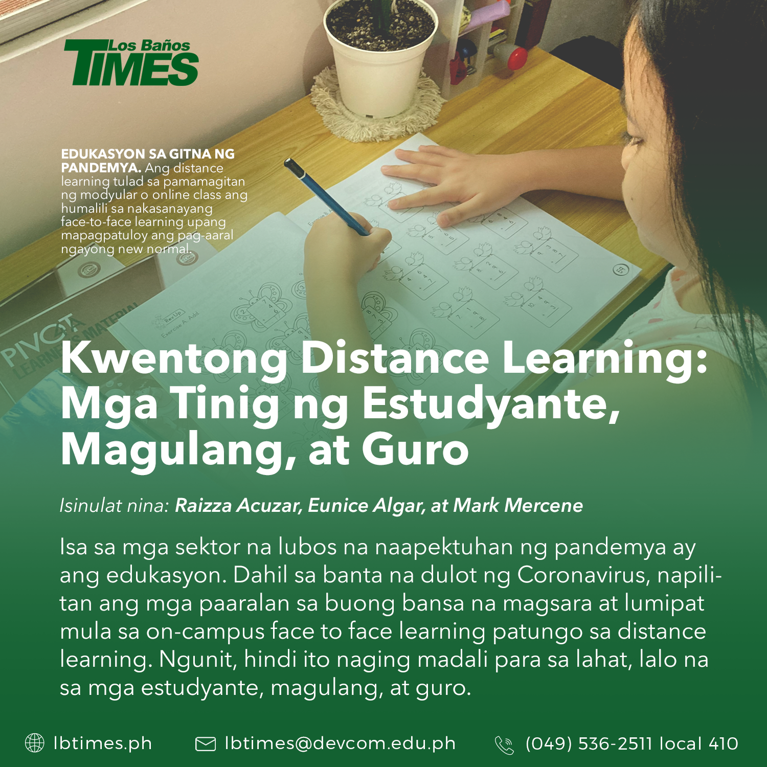 Kwentong Distance Learning: Mga Tinig Ng Estudyante, Magulang, At Guro ...